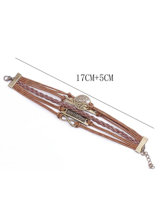 Tree of life infinite believe retro cord läderarmband