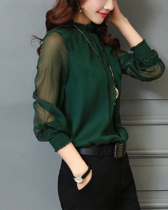 Enfärgad blus med lykthylsa