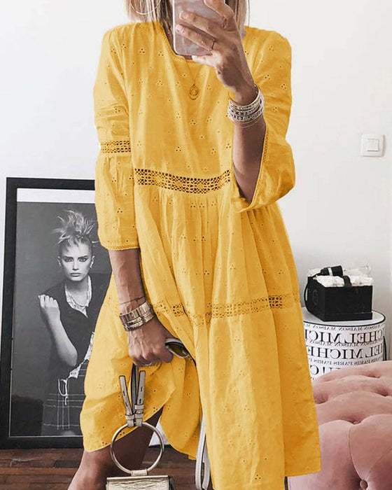 Enfärgad lappverkklänning