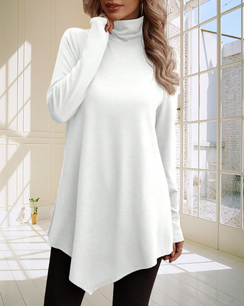 Enfärgade toppar med hög hals