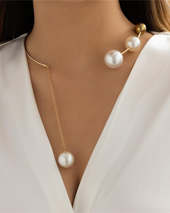 Faux pearl women's clavicle necklace
