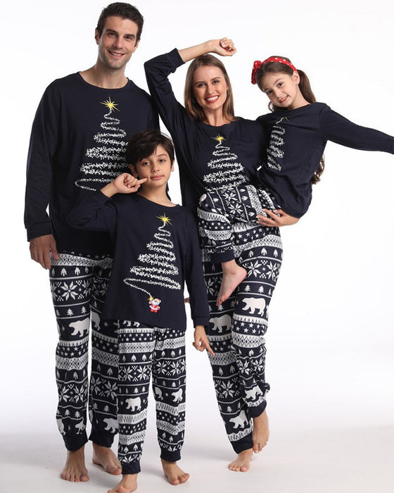 Jul familj pyjamas med julgran Tryck