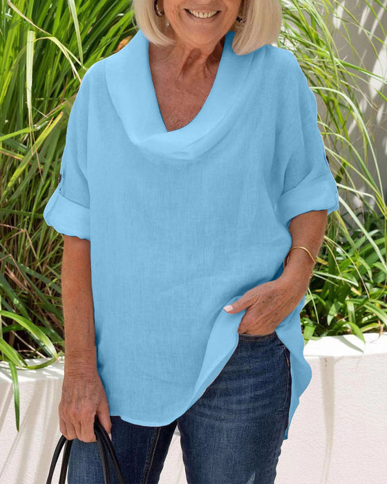 Enfärgad linneöverdel med halvärmar