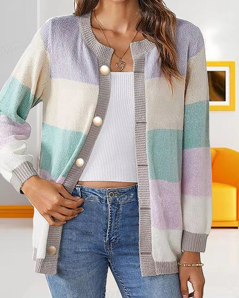 Colorblock cardigan för kvinnor