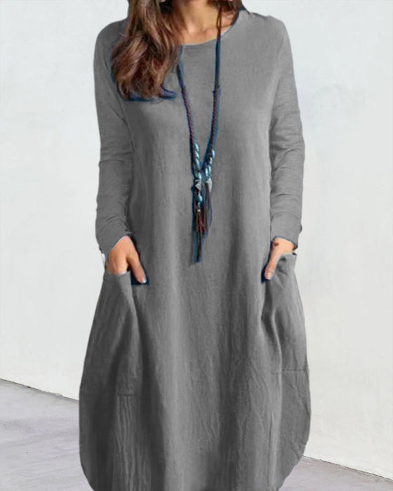 Långärmad klänning med ficka