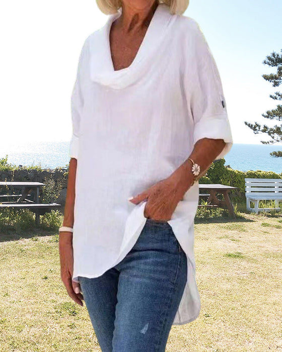 Enfärgad linneöverdel med halvärmar