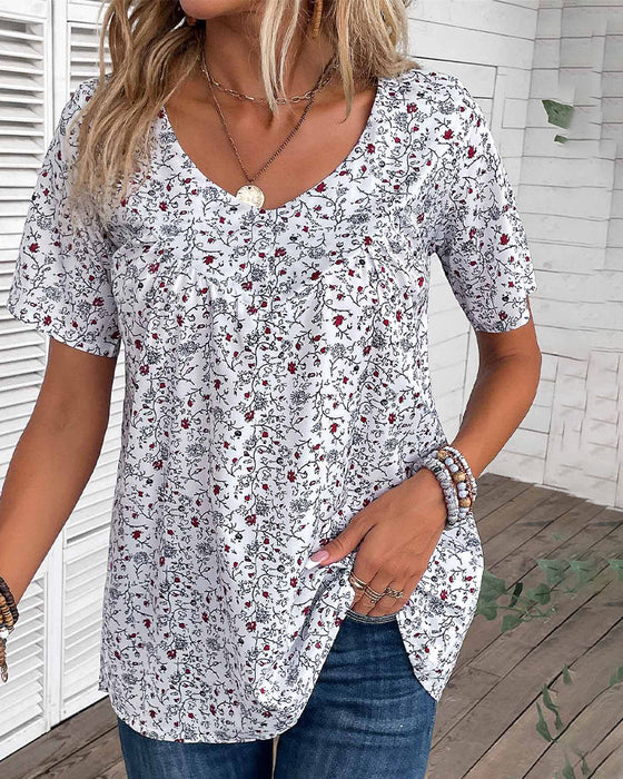 Volang blus med blommönster