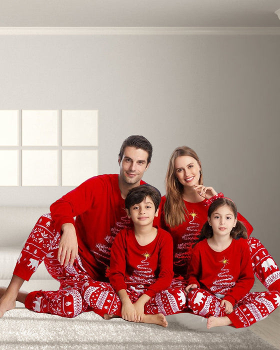 Jul familj pyjamas med julgran Tryck