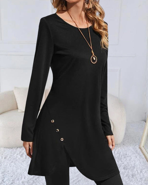 Oregelbunden enfärgad långärmad topp