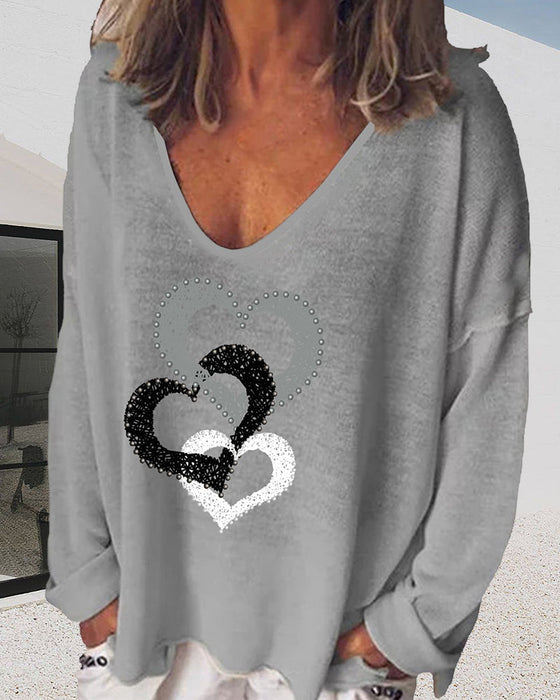 Långärmad Topp med Hjärttryck