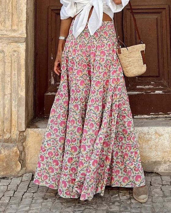 Casual kjol med tryckt mönster