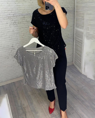 Kortärmade damblusar i paljett
