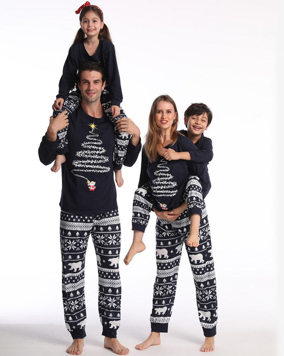 Jul familj pyjamas med julgran Tryck