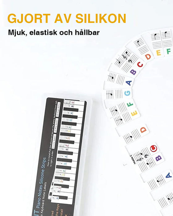 Avtagbara pianoklaviaturnotetiketter