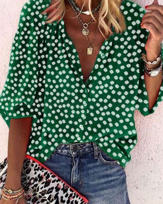 Casual skjorta med blommönster