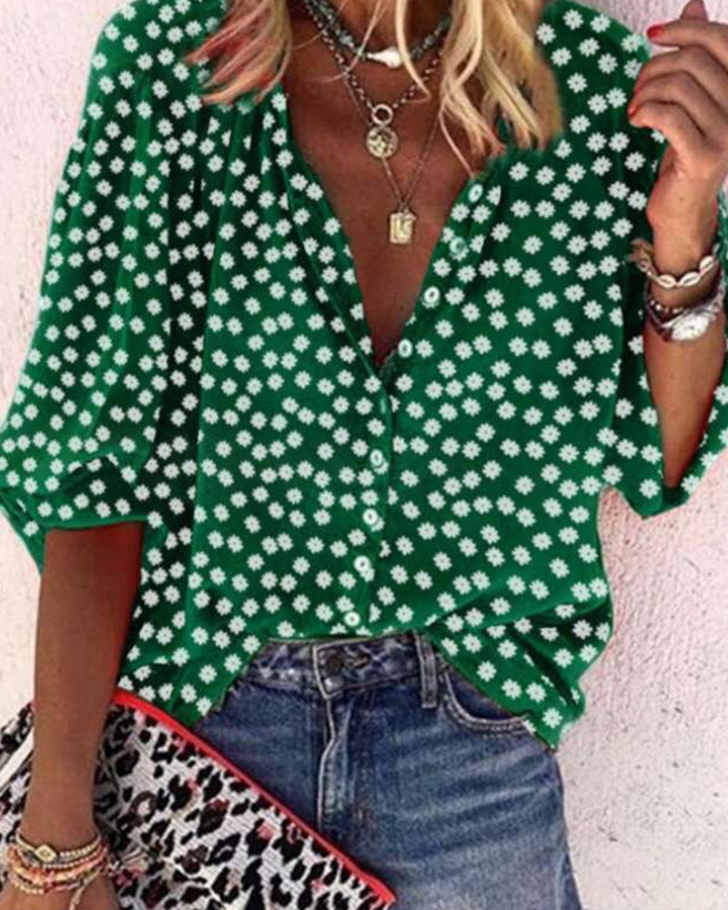 Casual skjorta med blommönster