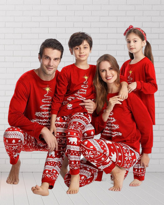 Jul familj pyjamas med julgran Tryck