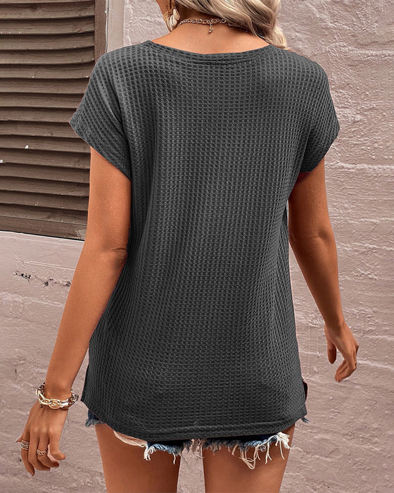 Våffelstickad t-shirt med fickor
