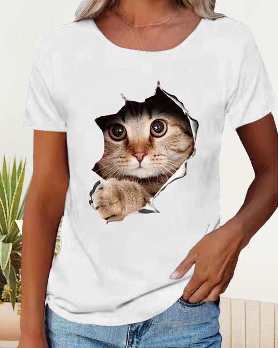 T-shirt med katttryck