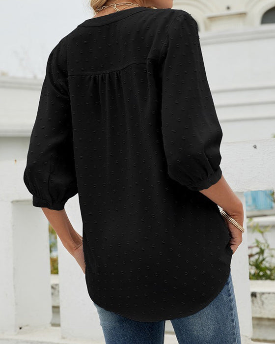 Enfärgad lös topp med ståkrage