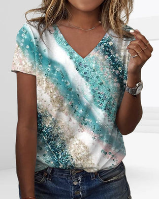 T-shirt med V-ringad gradienttryck