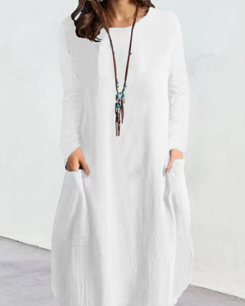 Långärmad klänning med ficka