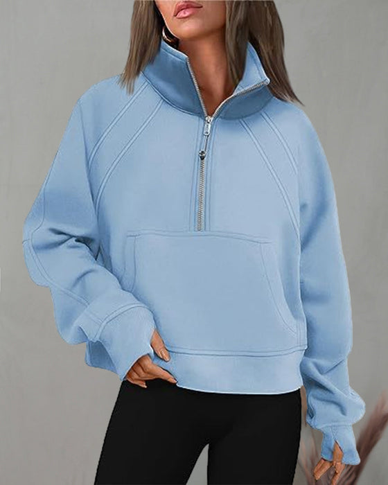 Tröja med turtleneck dragkedja med kort ärm