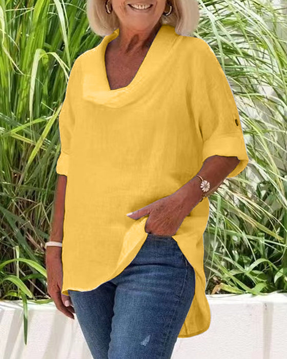 Enfärgad linneöverdel med halvärmar