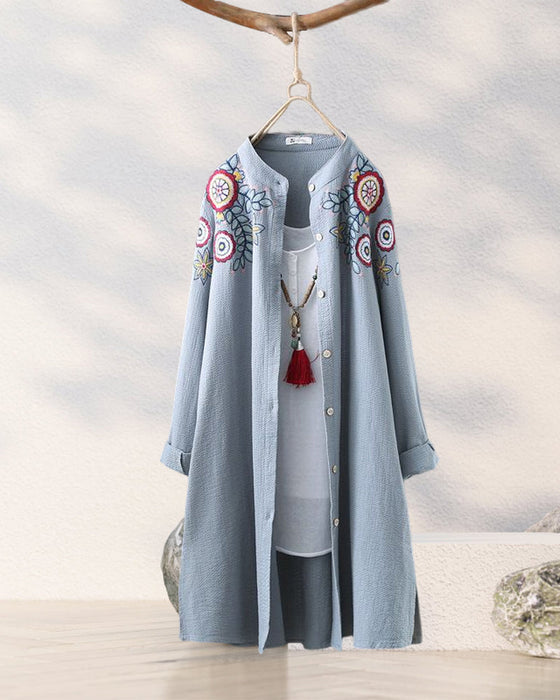 Mellomlang brodert cardigan