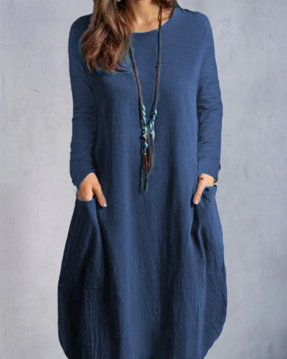 Långärmad klänning med ficka