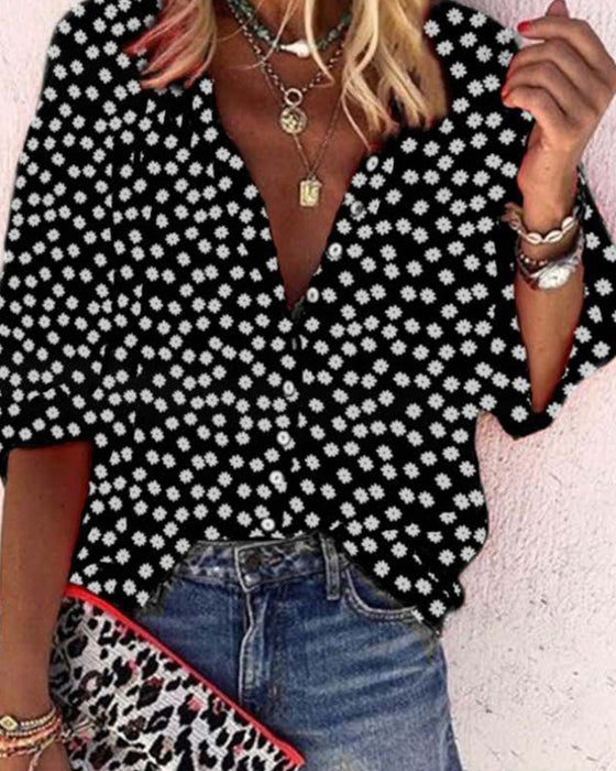 Casual skjorta med blommönster