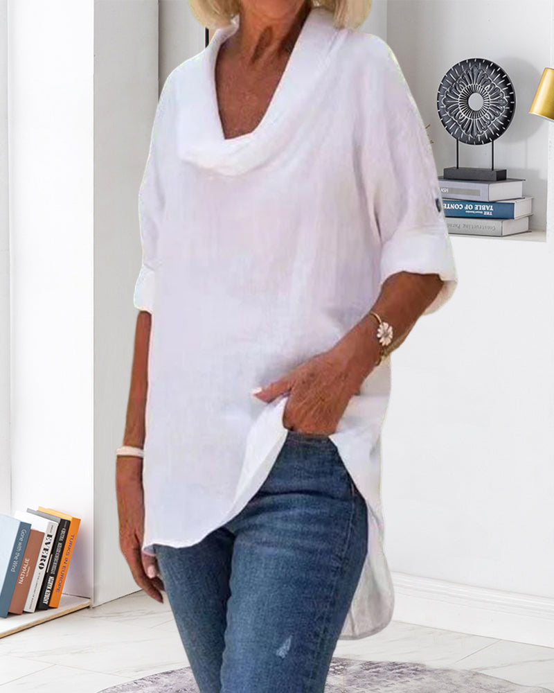 Enfärgad linneöverdel med halvärmar