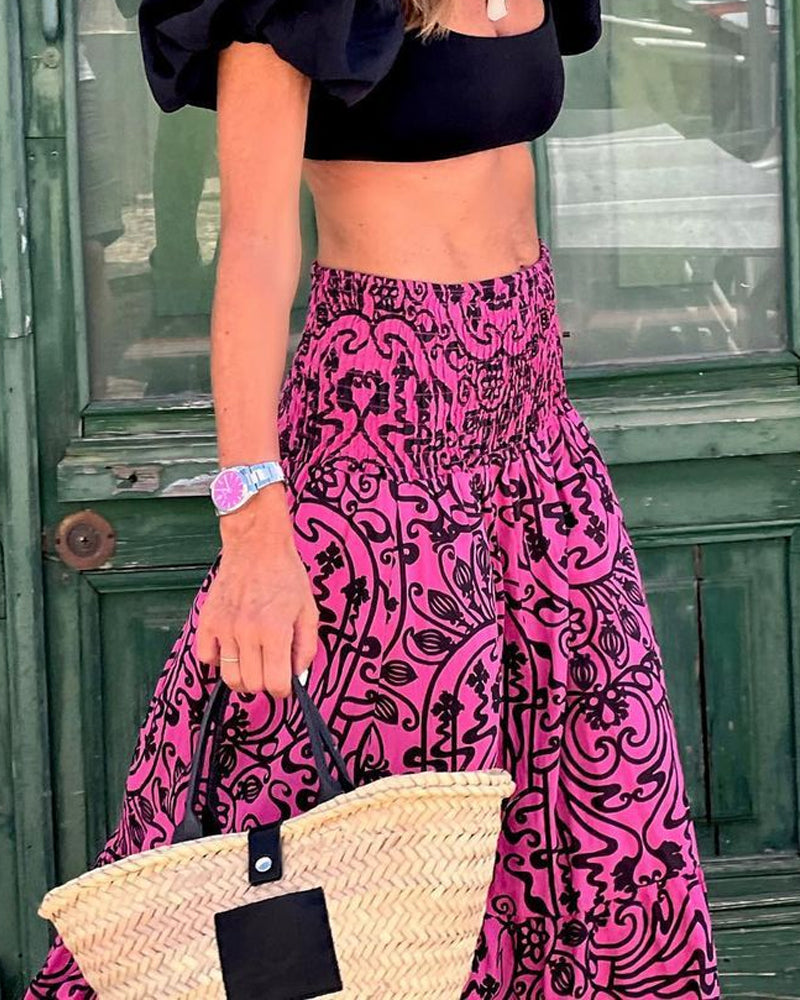 Casual kjol med tryckt mönster