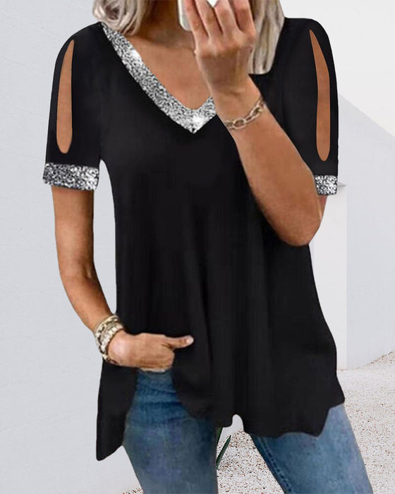 Solid t-shirt med paljetter