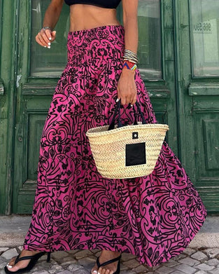 Casual kjol med tryckt mönster