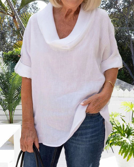 Enfärgad linneöverdel med halvärmar