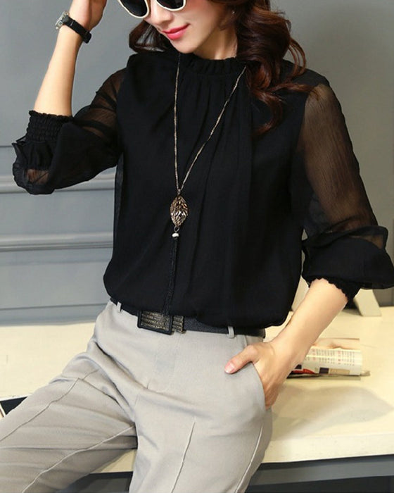 Enfärgad blus med lykthylsa