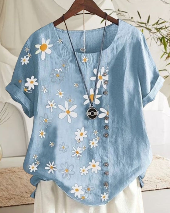 Lös kortärmad skjorta i bomull