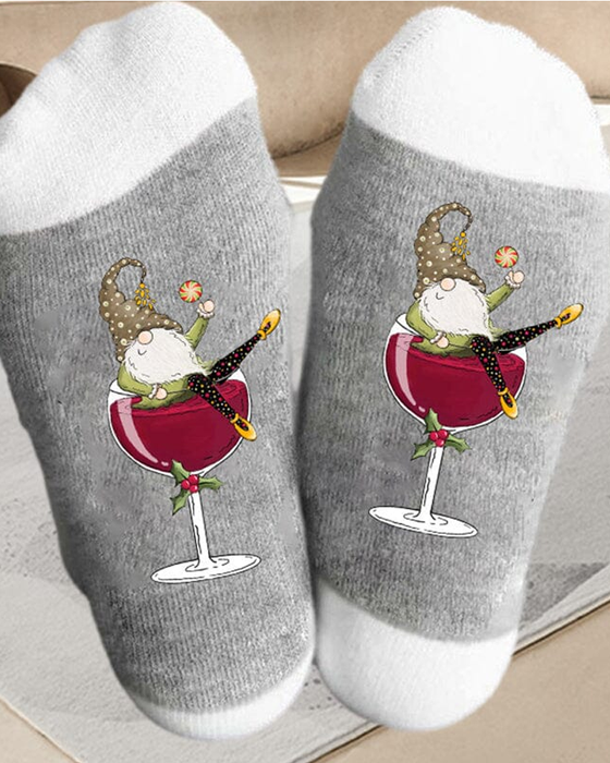 🧦Julgnom Vinglas Unisex Crew-strumpor🧦
