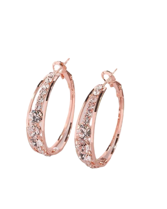 Hoop-örhängen med infattade rhinestones