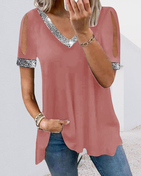 Solid t-shirt med paljetter