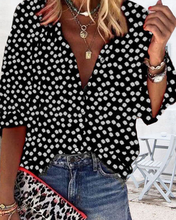 Casual skjorta med blommönster