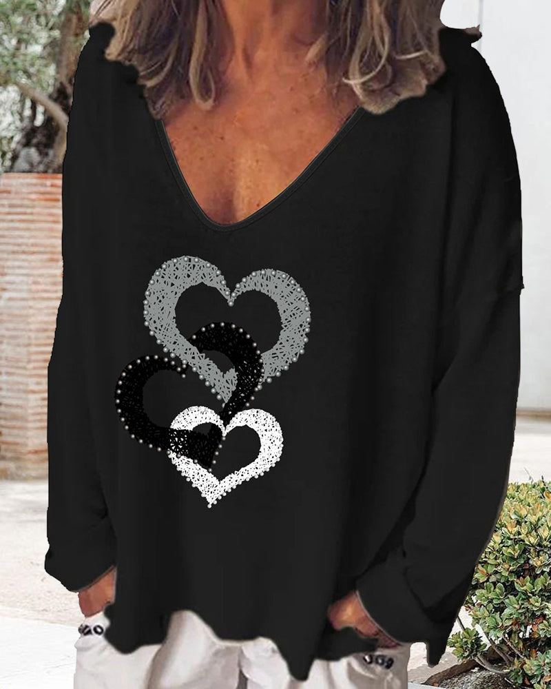 Långärmad Topp med Hjärttryck
