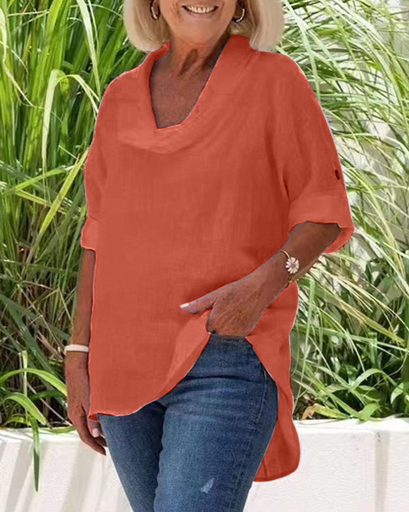 Enfärgad linneöverdel med halvärmar