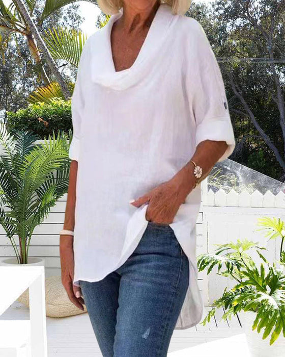 Enfärgad linneöverdel med halvärmar