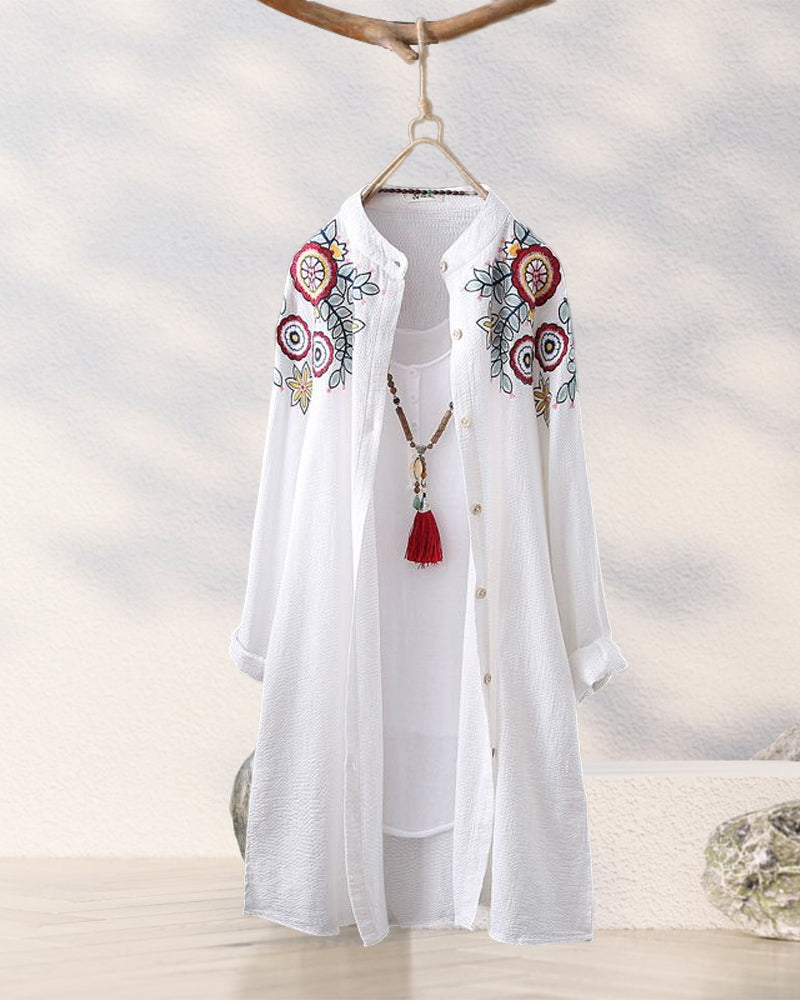 Mellomlang brodert cardigan