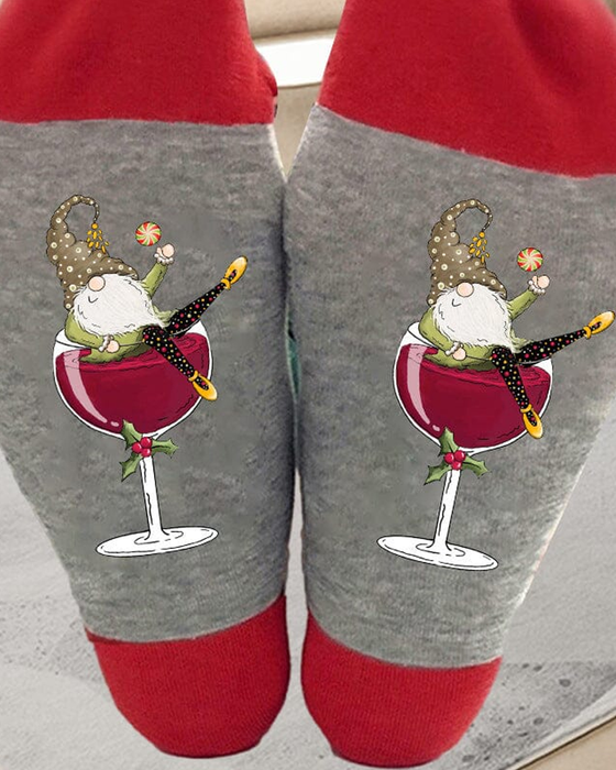 🧦Julgnom Vinglas Unisex Crew-strumpor🧦