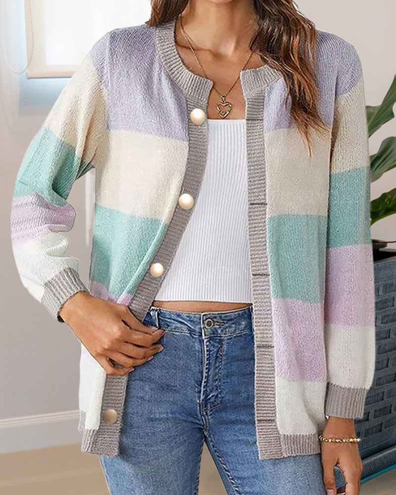 Colorblock cardigan för kvinnor