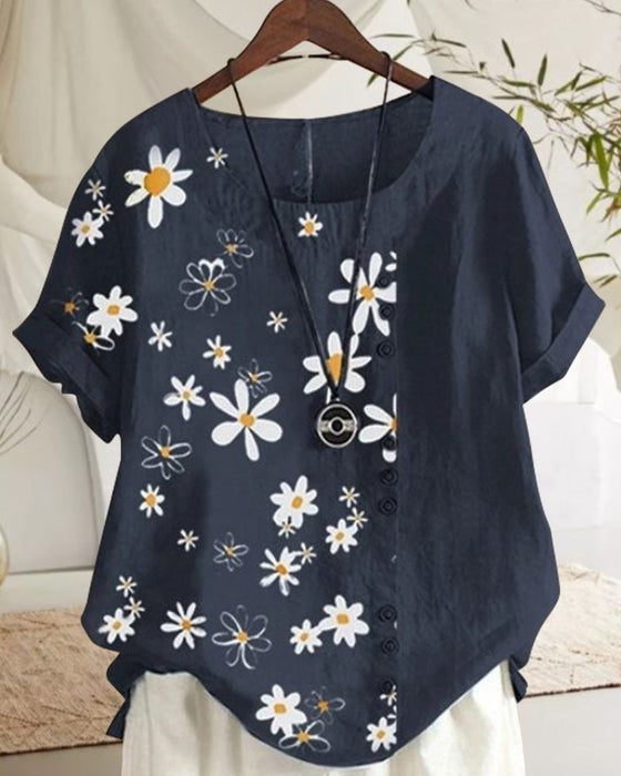 Lös kortärmad skjorta i bomull