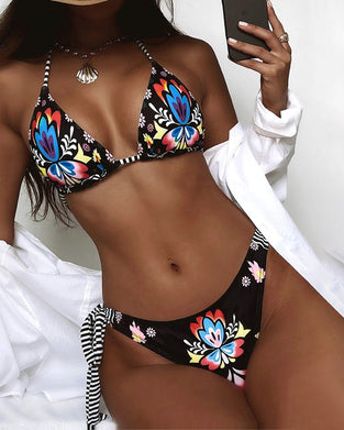 Färgglad tryckt grimma bikini